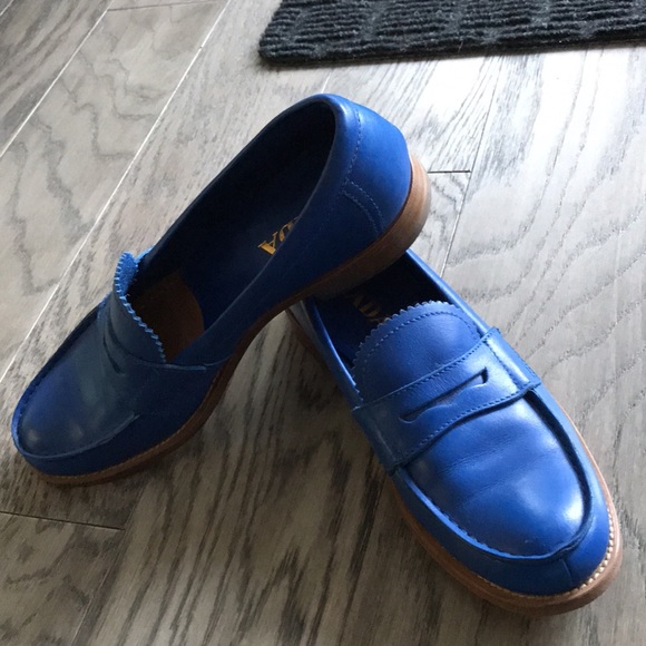 Prada blue genuine leather loafers size 7.5 - Picture 3 of 7